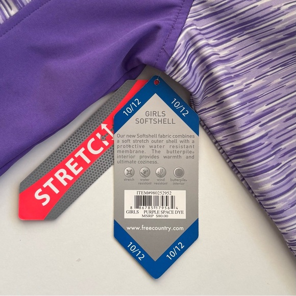 Free Country Girls Purple Softshell Water Resistant Hooded Jacket Size 10/12 - Picture 15 of 15